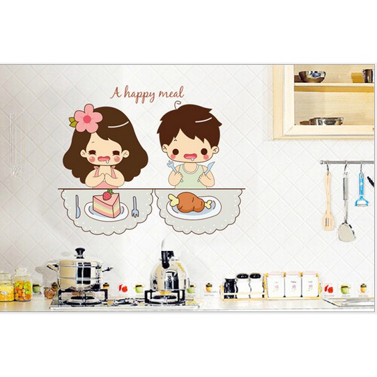 Decal dán tường hình Couple trang trí nhà cửa dễ thương