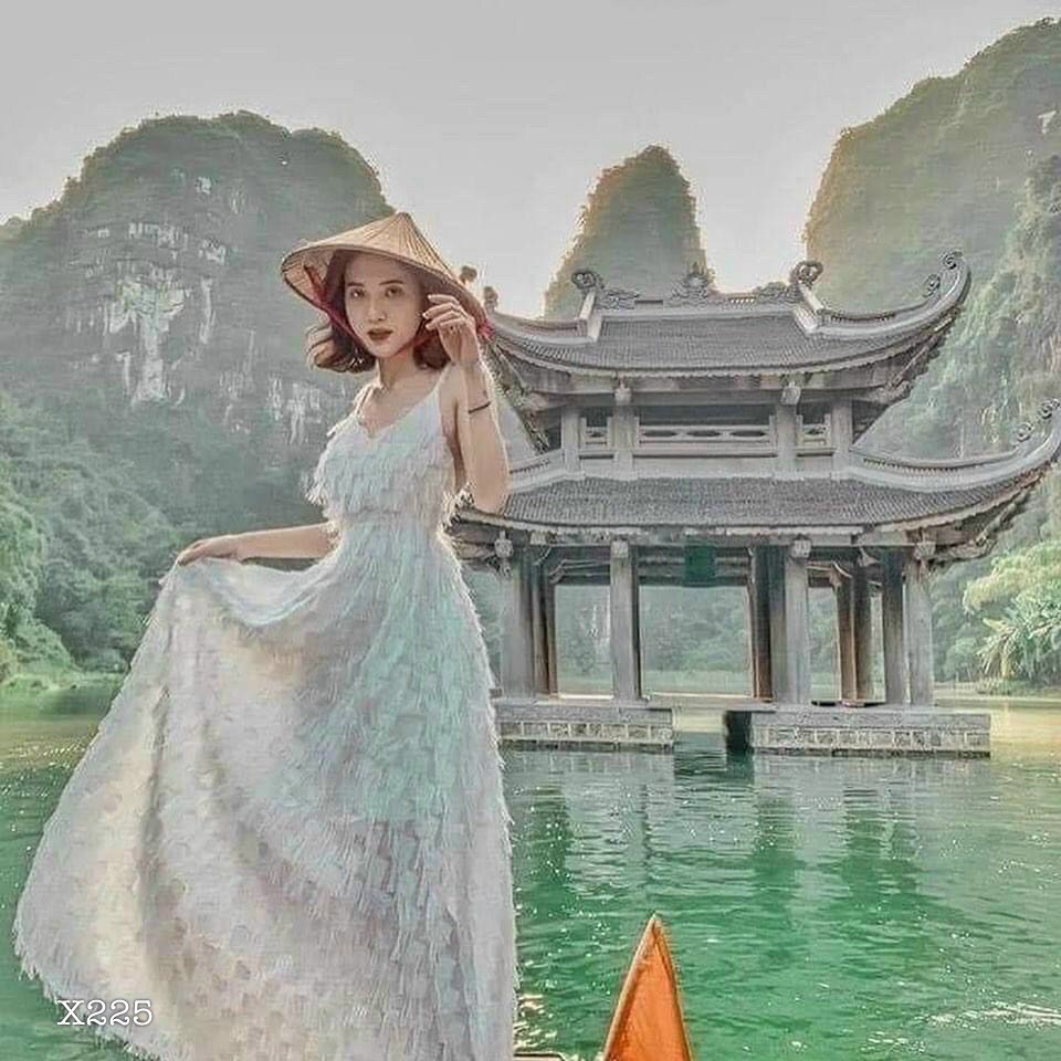 ĐẦM MAXI LÔNG CỔ YẾM (KÈM VIDEO HÌNH THẬT)