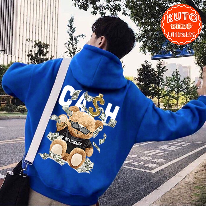 ÁO HOODIE CASH BEAR Nỉ Bông dày dặn - in Pet siêu đẹp và bền