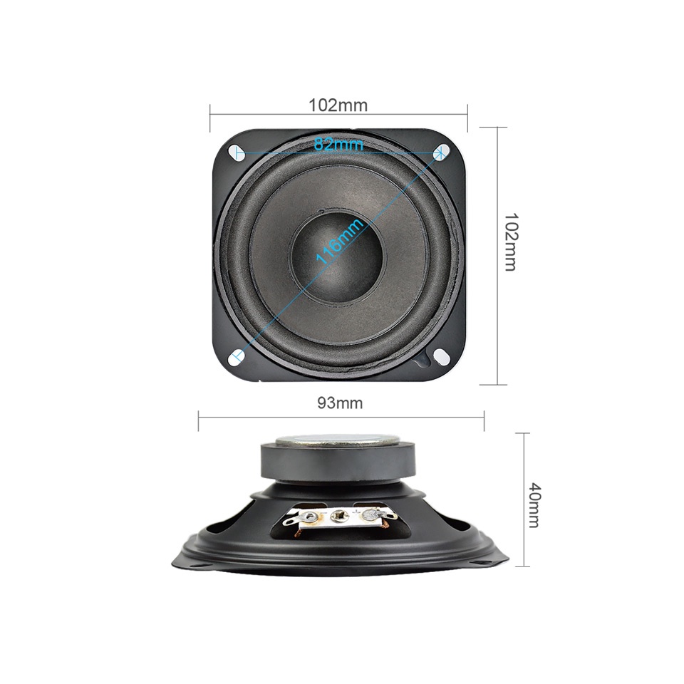 Set 2 loa âm thanh AIYIMA 4 inch 2 Ohm 15W khung vuông nhỏ gọn