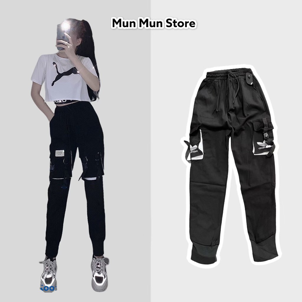 Quần jogger nữ [𝐅𝐫𝐞𝐞 𝐒𝐡𝐢𝐩] MunMunStore quần dài jogger ống vừa túi hộp 2 khóa  bo gấu Ulzzang (ảnh +video thật)