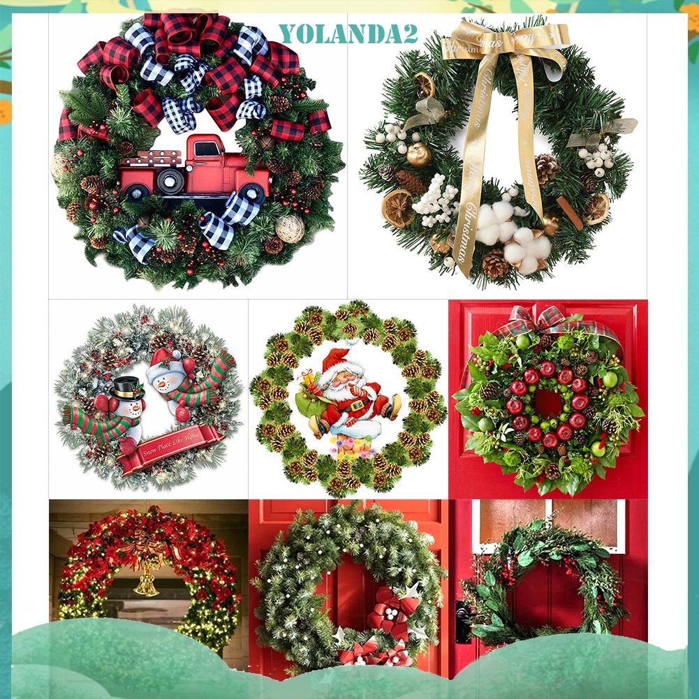 Tranh đính đá kim cương toàn bộ 5D DIY hình vòng hoa giáng sinh