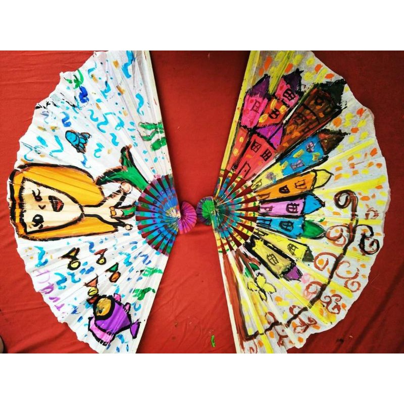 Bộ 10 quạt giấy màu trắng cho bé sáng tạo