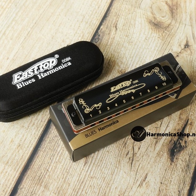 Kèn Harmonica 10 lỗ  Diatonic Easttop T008K màu đen