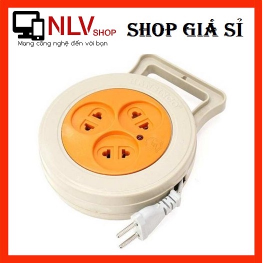 Ổ cắm điện tròn 3 lỗ - 5m dây, Ổ điện kéo dài công suất 1200w + đèn led báo hiệu