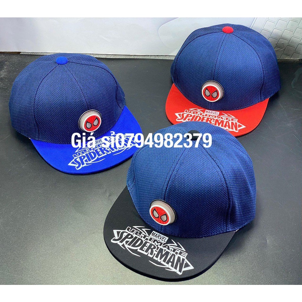 Mũ hiphop cho bé trai 2 - 5 tuổi vá nhện tròn 3D cực dễ thương