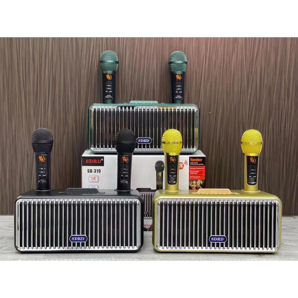 Loa Karaoke SDRD SD-319 Kèm 2 Micro Không Dây Màn Hình LCD, Chỉnh EQ, Echo, Vol Trên Micro