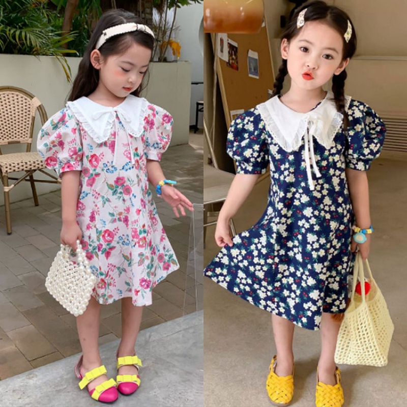 Hàng Mới Về Đầm Công Chúa Một Mảnh Họa Tiết Hoa Phong Cách Hàn Quốc Ngọt Ngào Thời Trang Mùa Hè Cho Bé Gái 3-8 Tuổi