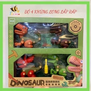 Bộ 4 khủng long lắp ráp size lớn - bộ 4 chú khủng long lắp ráp diy siêu hót cho bé yêu - ts kids shop