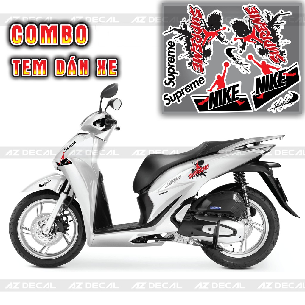 Combo Tem Dán Xe CBV115 Jordan Supreme Dán Cho Mọi Dòng Xe Máy, Xe Điện | Bộ Tem Dán Đa Vị Trí Trang Trí Xe
