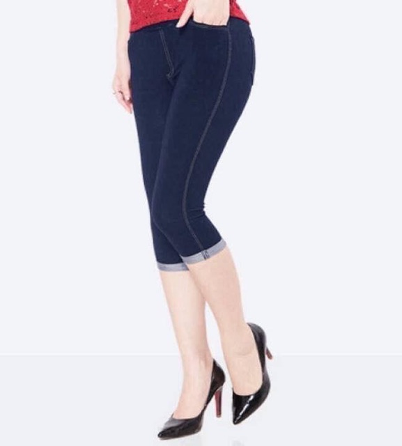 Quần Giả Jean lửng [Hàng Cao Cấp] quần giả bò lửng  chất thun dày dặn co giãn 4 chiều,thấm hút mồ hôi cạp cao - Kiều Lee | BigBuy360 - bigbuy360.vn