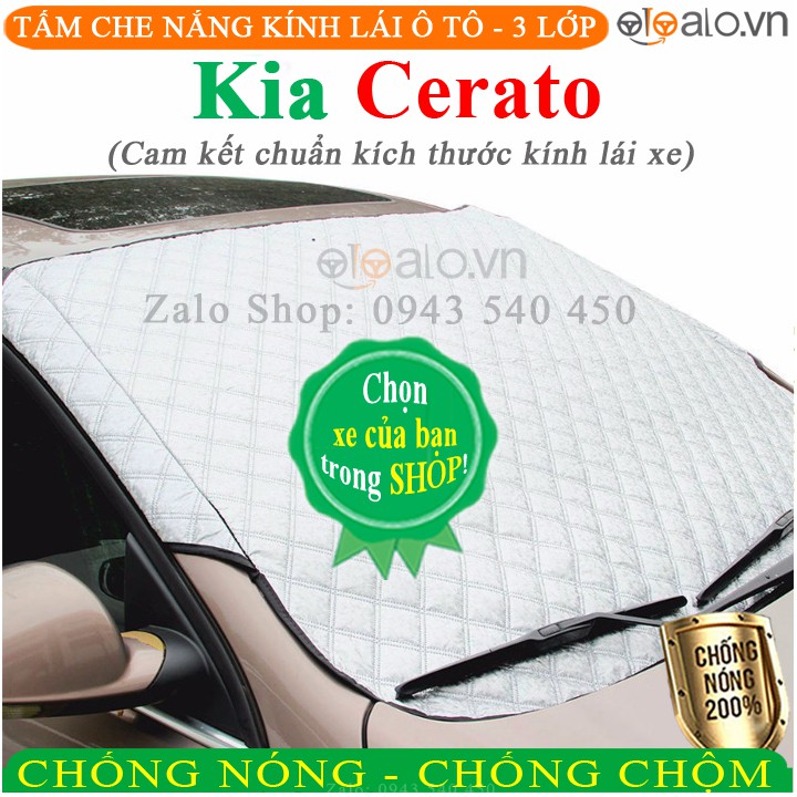 Tấm che chắn nắng kính lái ô tô Kia Cerato CAO CẤP 3 Lớp Chắn Nắng Cản Nhiệt | OTOALO