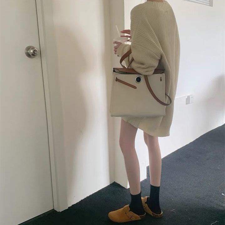 Áo sweater Dệt Kim Dáng Rộng Cổ Chữ V Thời Trang Thu Đông 2022 Cho Nữ