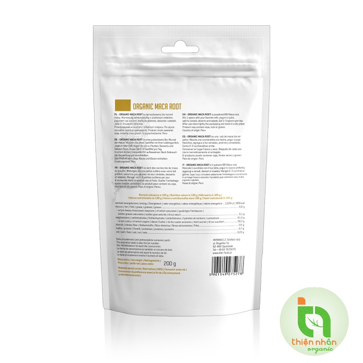 Bột nhân sâm Maca Powder hữu cơ Terrasoul / Dragon Superfoods / Diet Food