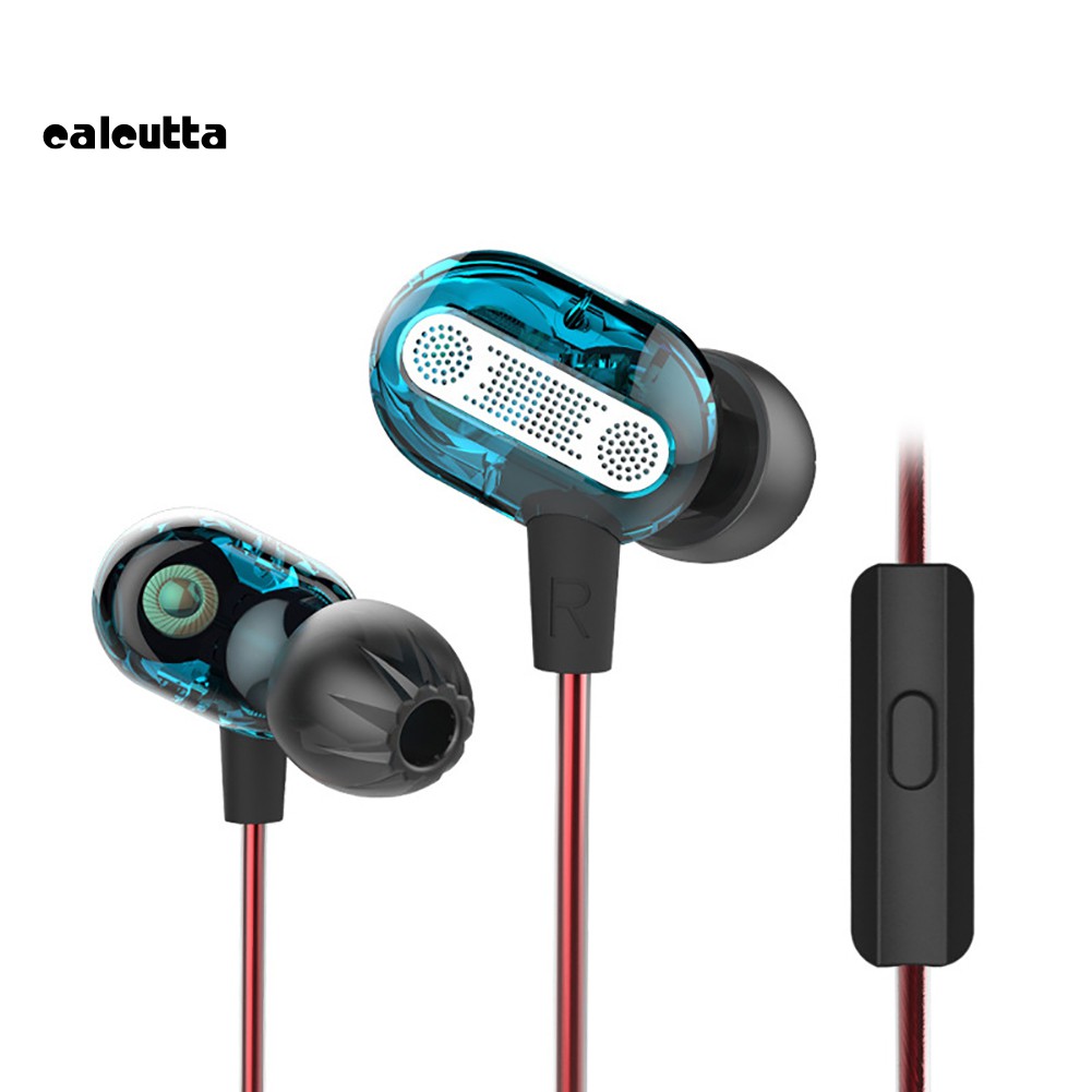 【Ready stock】3.5mm Dual Dynamic Driver Stereo HiFi Sound In-Ear Earphone Earbuds with Mic