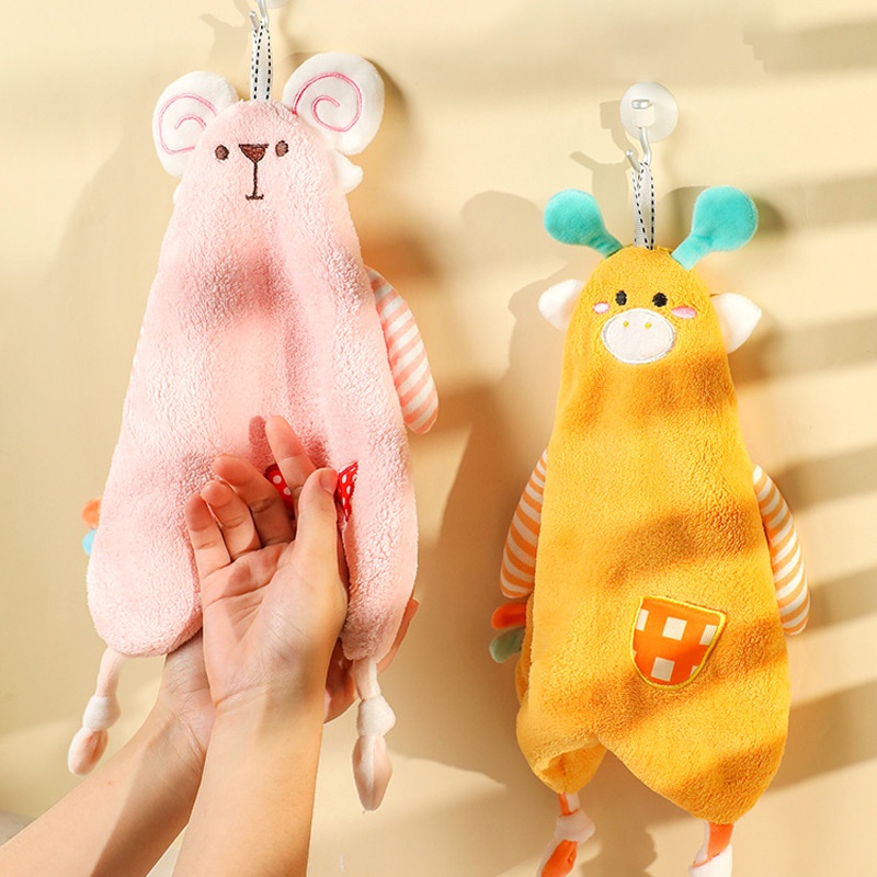 Khăn Lau Tay Bằng Vải Nhung San Hô Thấm Hút Nước Nhanh Khô Thiết Kế Dễ Thương Tiện Dụng Cho Nhà Bếp