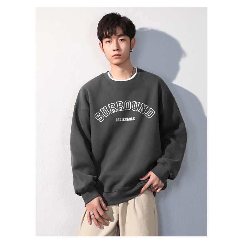Áo SWEATER Nỉ Cổ Tròn Phối Chữ SURROUND Phong Cách ZANGZANG, Chất Nỉ Ngoại Siêu Dày Dặn Phong Cách Trẻ Trung Năng Động