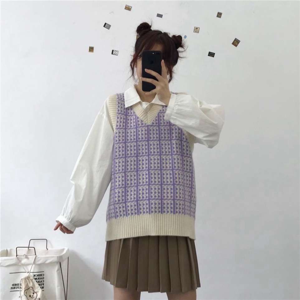 Áo Gile Len Nữ Quảng Châu, Áo Len Gile Kẻ Đơn Giản Dễ Thương Chất Cực Đẹp Luôn | BigBuy360 - bigbuy360.vn