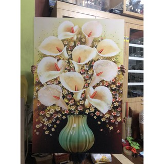 Tranh treo tường Bình hoa kiêu sa HD-TR031 KT 40 x 60 cm phủ kim sa