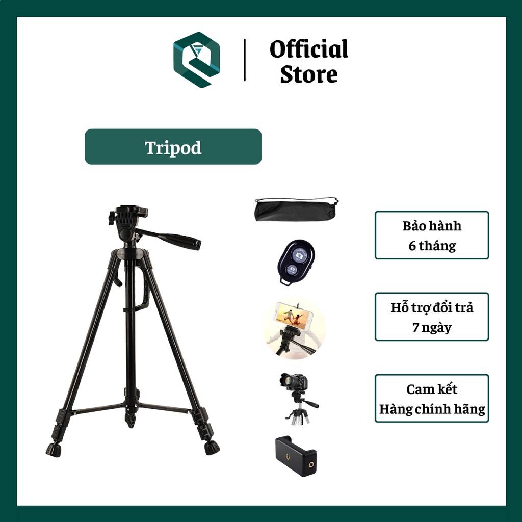 Tripod Điện Thoại Chụp Ảnh Quay Video Chuyên Nghiệp - Chân Chụp Hình Kiêm Giá Đỡ Điện Thoại 3 Chân Cao 140cm Chắc Chắn