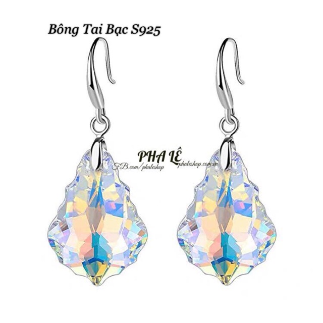 Bông Tai Pha Lê Hình Thông Được Thiết Kế Từ Pha Lê Swarovski và Bạc S925