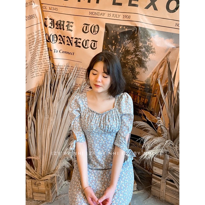 VÁY ĐẦM HOA NHÍ XANH BIGSIZE TAY LỠ NHÚN NGỰC - BLOOMY DRESS - IZYBYNHI | BigBuy360 - bigbuy360.vn