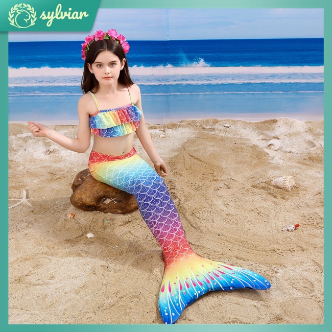 Set 3 Món Đồ Bơi Đuôi Nàng Tiên Cá Nhiều Màu Sắc Dành Cho Bé Chụp Ảnh