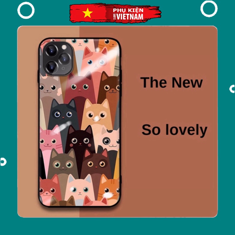 Ốp lưng iphone 6, 7, 8 Plus, X, XS, XR, XSMAX, 11, 11PRO, 11 PROMAX, 12, 13 PROMAX NHỮNG CHÚ MÈO BẰNG KÍNH PKVN
