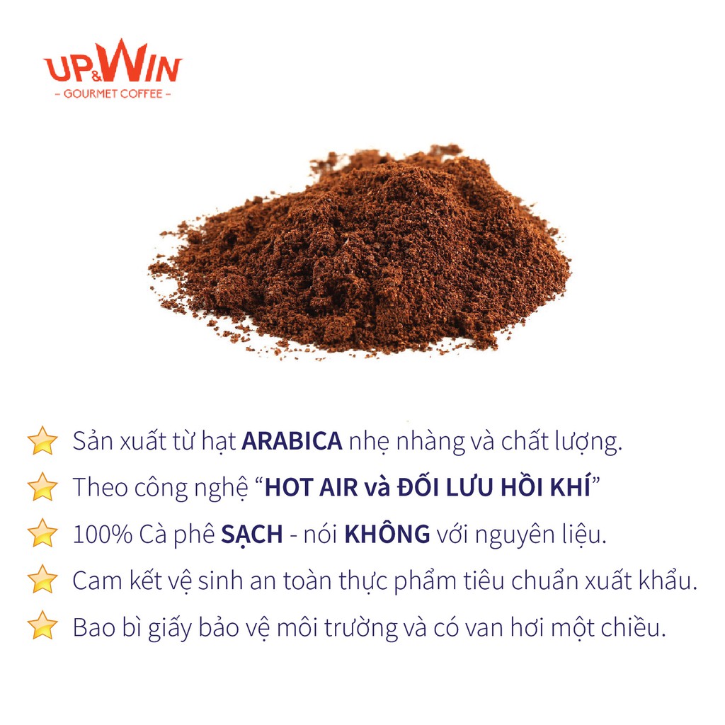 Cà phê rang xay UP AND WIN cafe Arabica dòng dark roast hộp 453.6 gram