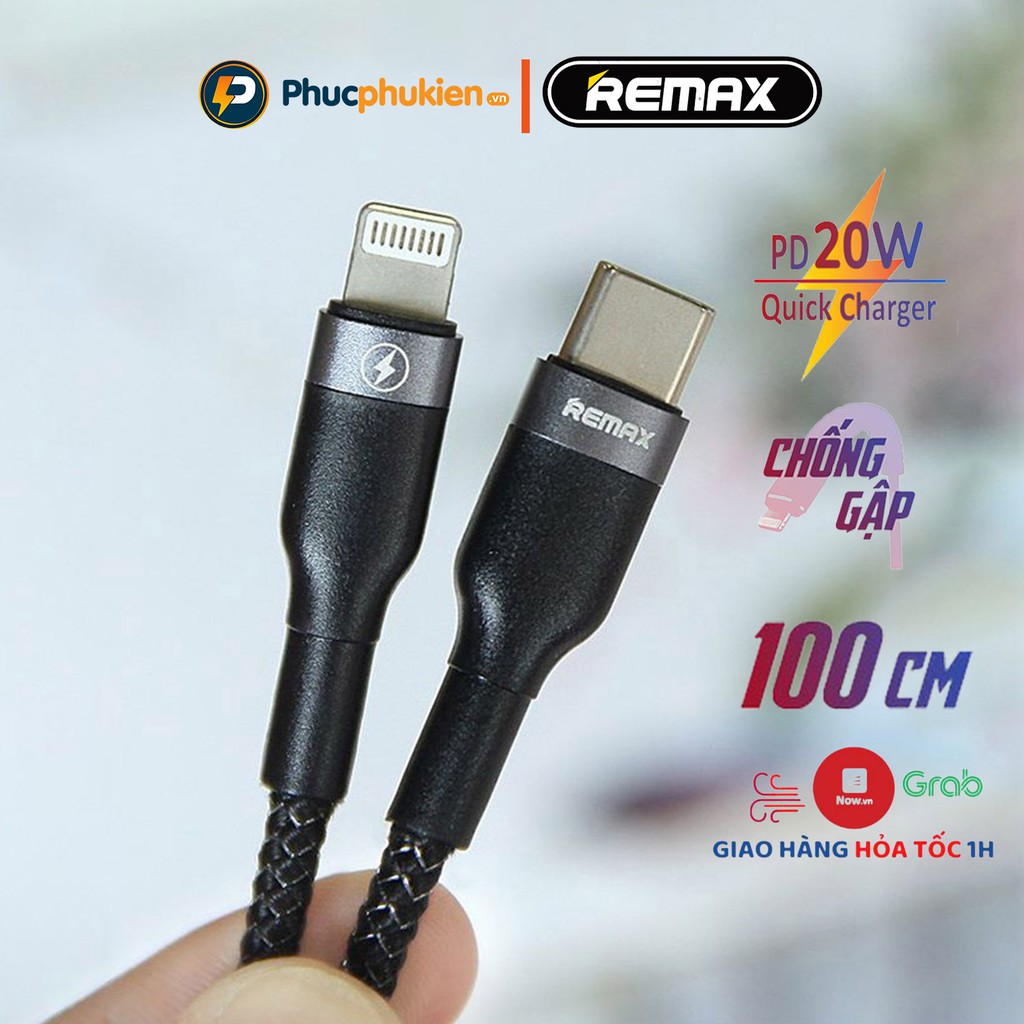 Dây sạc nhanh 20w chính hãng Remax 009 hỗ trợ sạc nhanh 20w chuẩn PD cho 8 Plus đến 14 Pro max - Phúc Phụ Kiện