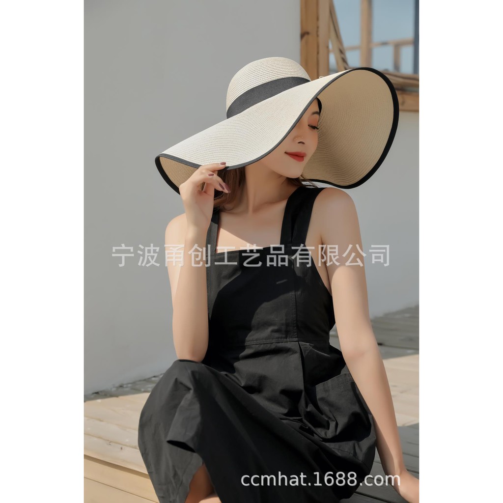 Mũ Cói Rộng Vành Đi Biển, Mũ Cói Rộng Vành Nơ Con Ong, Đóng kèm theo hộp,myphamdep68