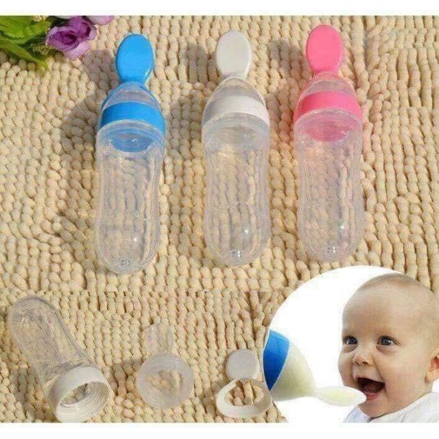 Bình Thìa Ăn Dặm Silicon 90ml, Bón Sữa, Cháo Tiện Lợi Cho Bé