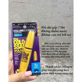 Macara Maybelline Mỹ giúp dài và cong mi hơn 7X,không lem không trôi.