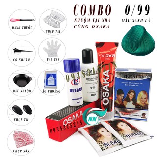 { HÓT NHUỘM TÓC TẠI NHÀ } Combo 11 Món Thuốc Nhuộm Tóc Osaka 0/99 + Bột Tẩy Tóc + 8 Món Phụ Kiện Tiện Ích