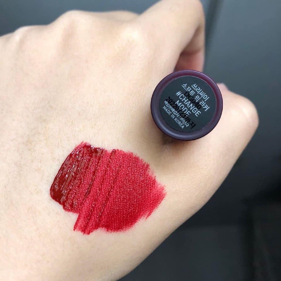 Son 3CE soft lip lacquer màu đỏ lạnh change mode