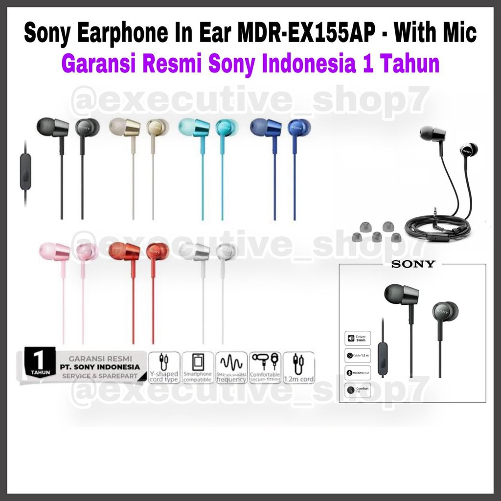 Tai Nghe Nhét Tai Sony Mdr-Ex155Ap - Mdr Ex155Ap - Mdrex155Ap Có Mic Chất Lượng Cao