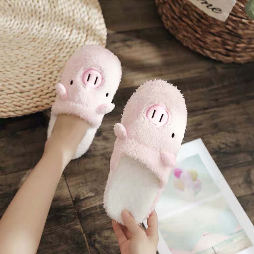 Dép bông đi trong nhà chống trơn trượt hình heo, gấu đáng yêu size 38-40
