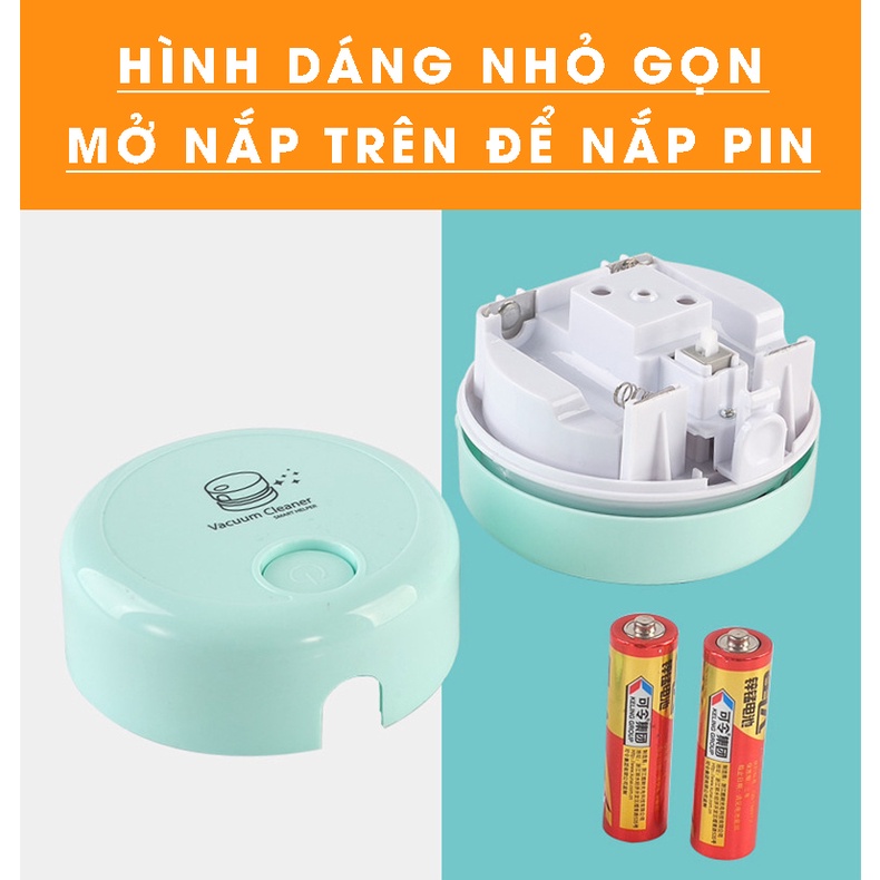 Máy Hút Bụi Cầm Tay Mini Bằng Pin Hút Bụi Bẩn Nhỏ, Bàn Học Tập,Bàn Phím Đa Năng Tiện Lợi (Tặng kèm 2 pin)