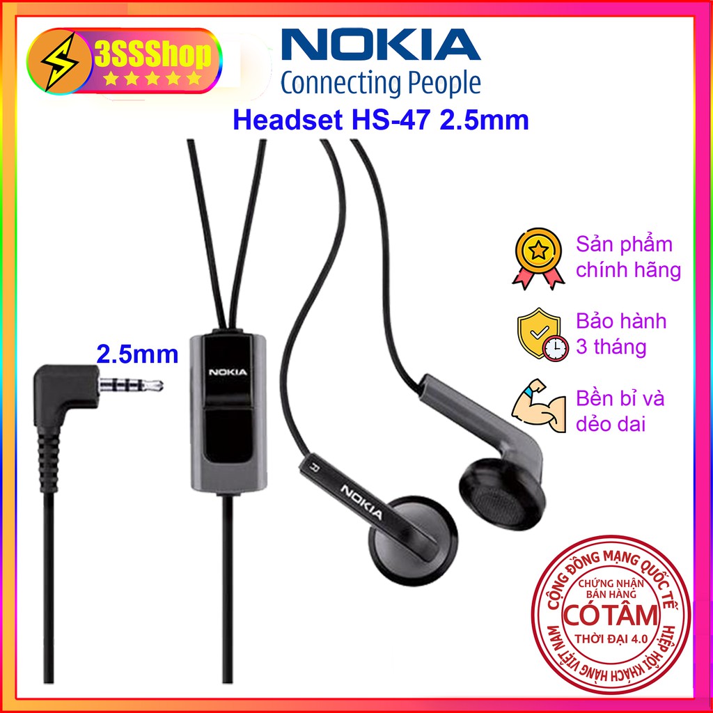 Tai nghe Nokia HS47 chân nhỏ 2.5mm hàng theo máy chính hãng đã qua sử dụng