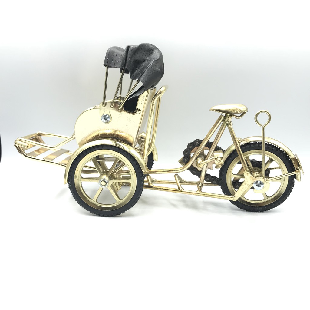 Mô Hình Xe Xích Lô Sắt kim loại - Màu Đỏ - Quà Tặng