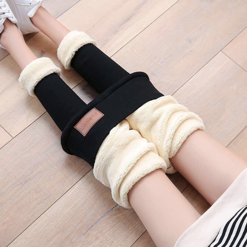 Quần legging lót lông cho nữ cạp cao lưng cao 8cm vải co giãn siêu ấm áp YUKAGO SB1529 | BigBuy360 - bigbuy360.vn