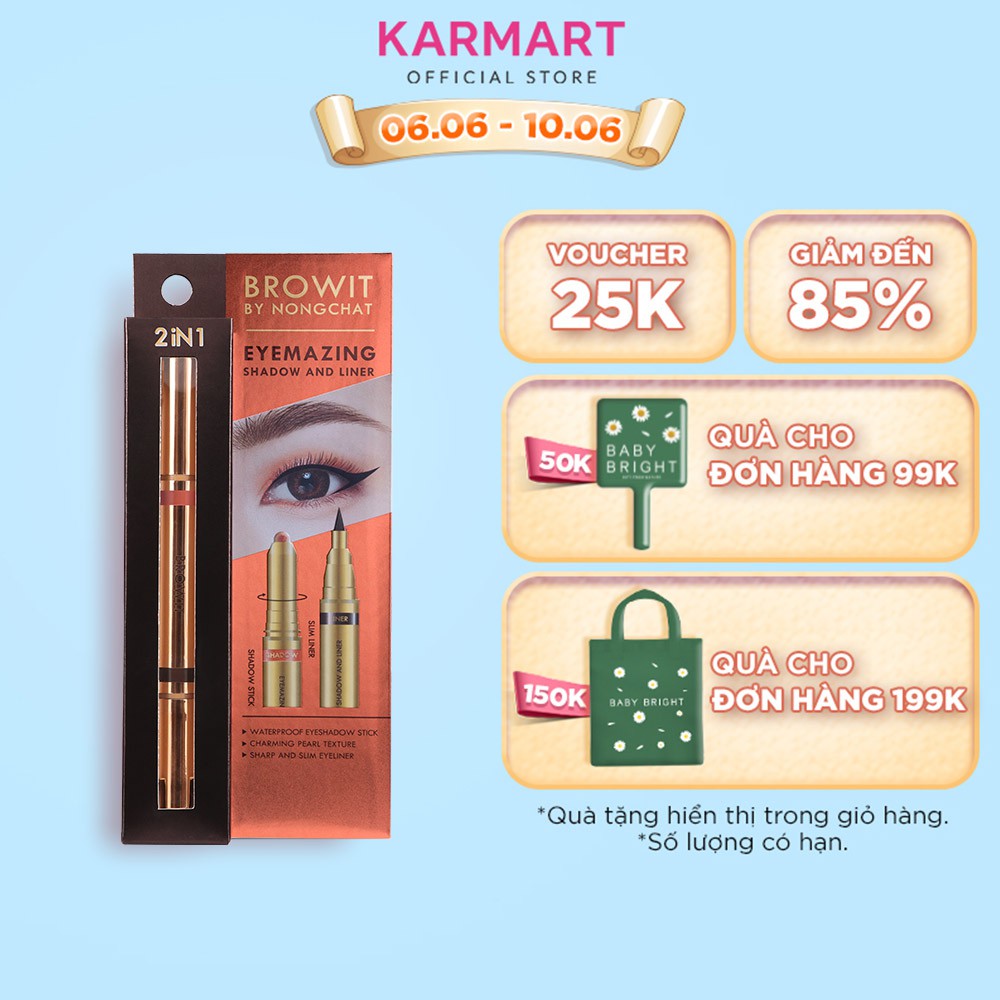 Bút Sáp và Kẻ Mắt 2in1 Chống Thấm Nước Browit Eyemazing Shadow and Liner 0.85ml + 0.6g