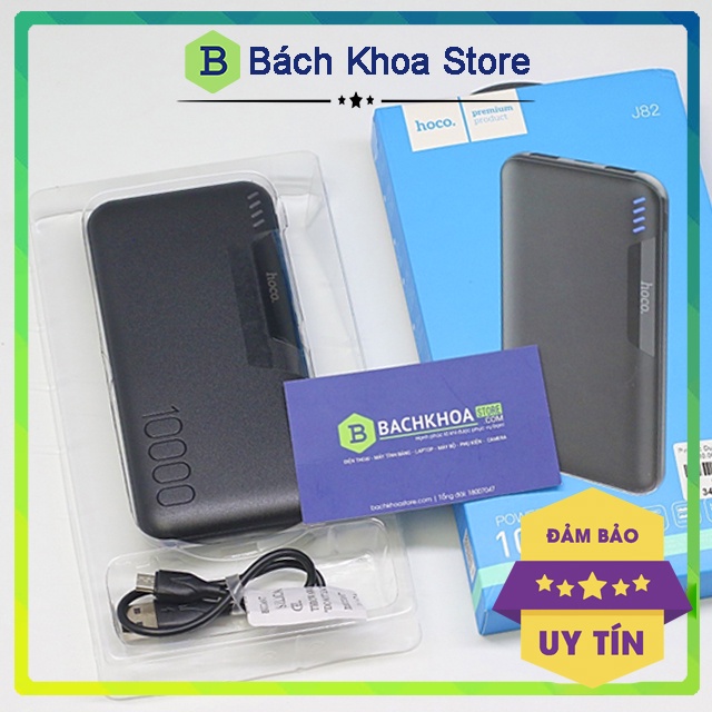 Sạc dự phòng, pin sạc dự phòng Hoco J82 10.000 mAh Chính Hãng, sạc nhanh 2 cổng USB màn hình LED (bảo hành 1 năm)
