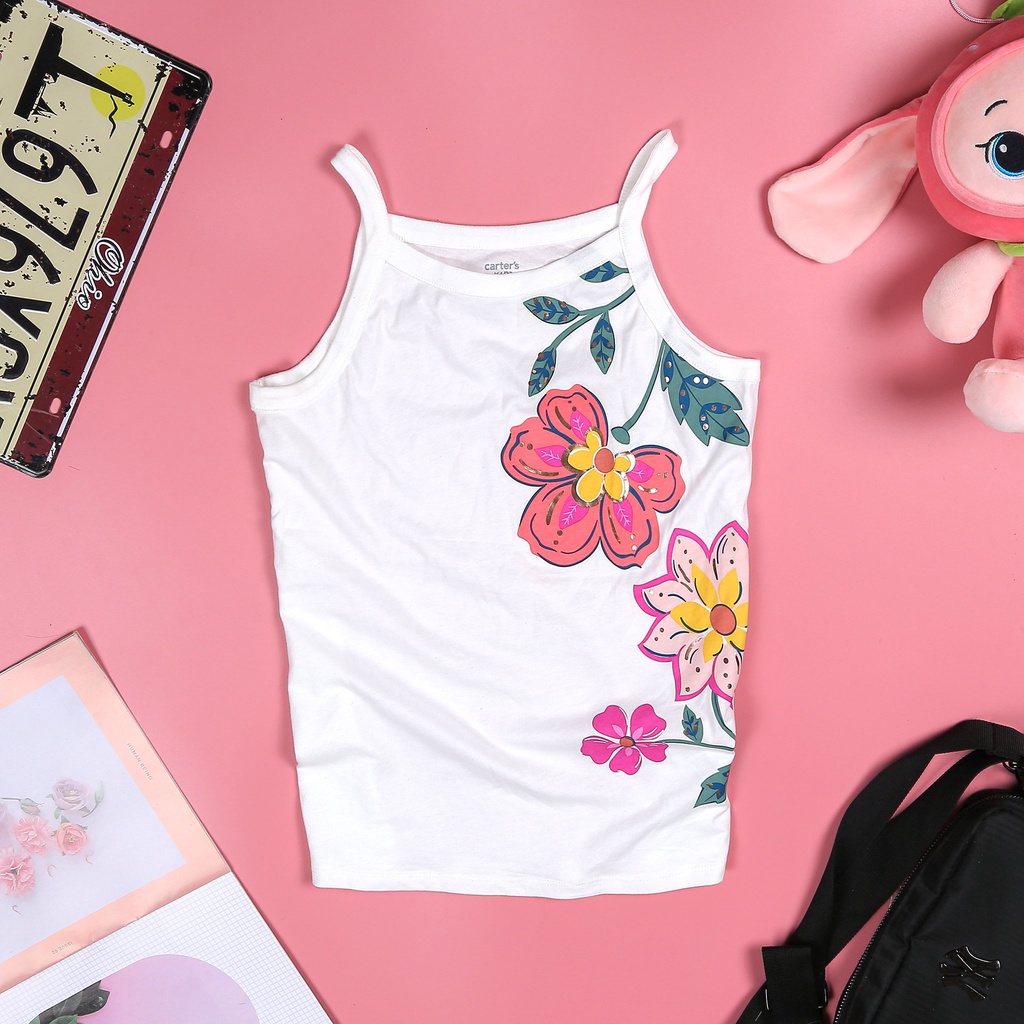 Áo thun bé gái size đại áo sát nách Place thun cotton vnxk