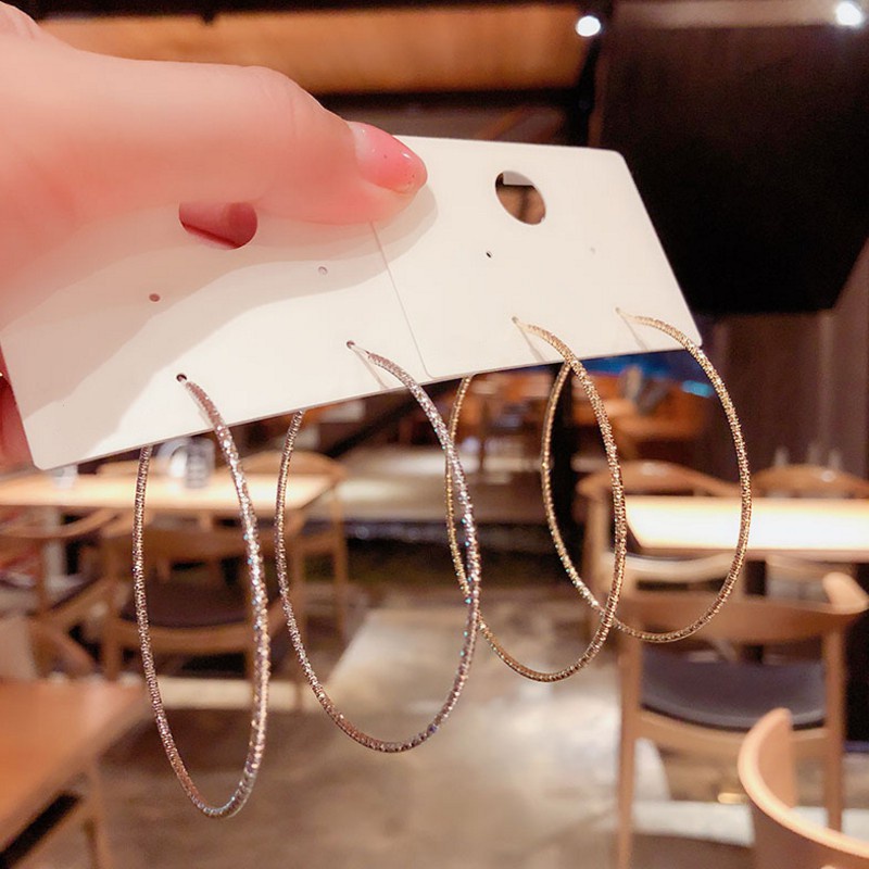 Bông Tai Bạc 925 Hình Tròn Lớn Độc Đáo / Khuyên tai