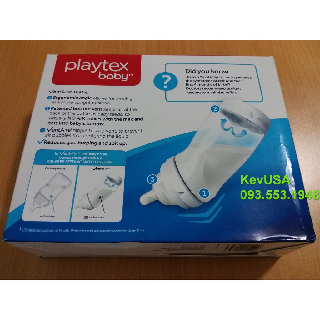 [HCM] Bình sữa cổ rộng Playtex Baby VentAire 266ml Wide Neck