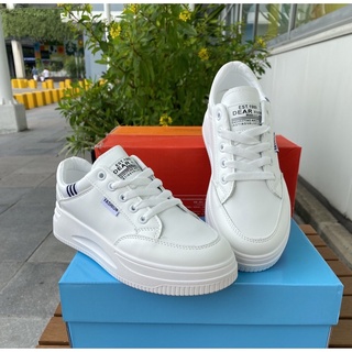 Giày thể thao nữ đế độn basic cao 4cm êm chân đi học đi làm đi chơi đơn giản màu trắng sneaker Yumishop giá tốt
