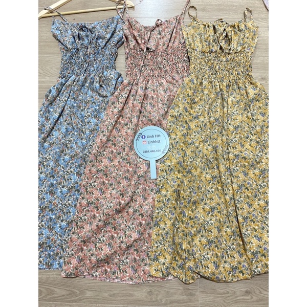 MAXI LỤA 2 dây bông nhúng eo dễ thương