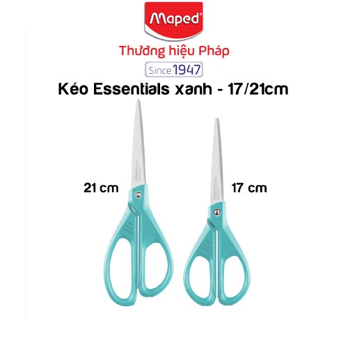 MAPED - Kéo văn phòng Essential xanh 17/21cm - 1 cái [Chính hãng]