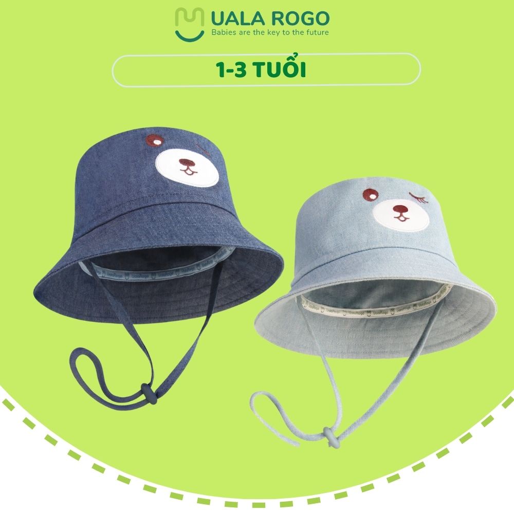 Mũ cho bé vành tròn Uala rogo vải thô 1-3 tuổi che nắng chắn gió 2430
